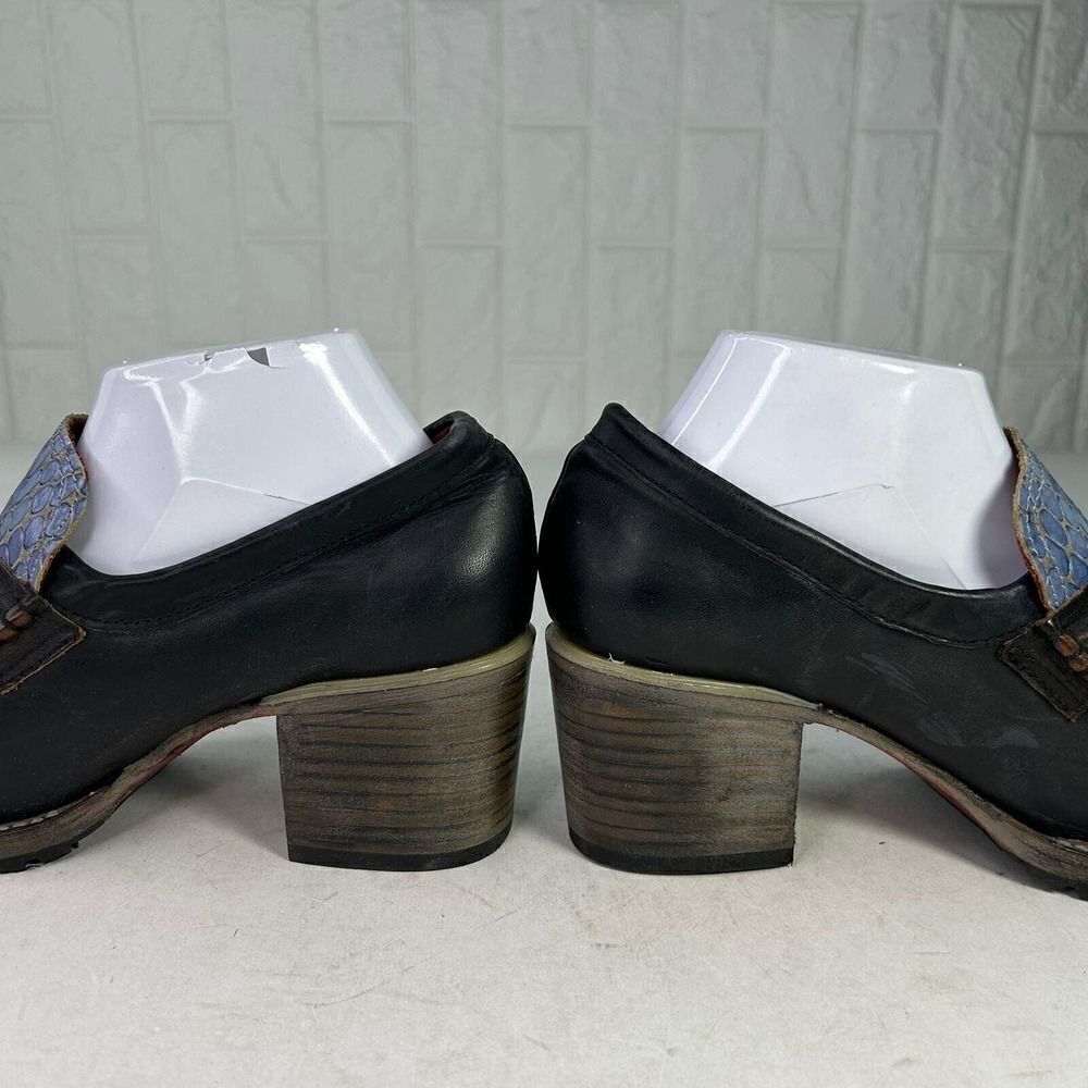 Freebird By Steven Bristol Blue Snake Leather Bootie US 9 High Heel Slip-On Shoe - Picture 8 of 10